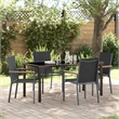 vidaXL 5 Piece Powder-Coated Steel Garden Dining Set in Black
