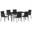 vidaXL 7 Piece Powder-Coated Steel Garden Dining Set in Black