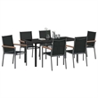 vidaXL 7 Piece Powder-Coated Steel Garden Dining Set in Black
