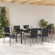 vidaXL 7 Piece Powder-Coated Steel Garden Dining Set in Black