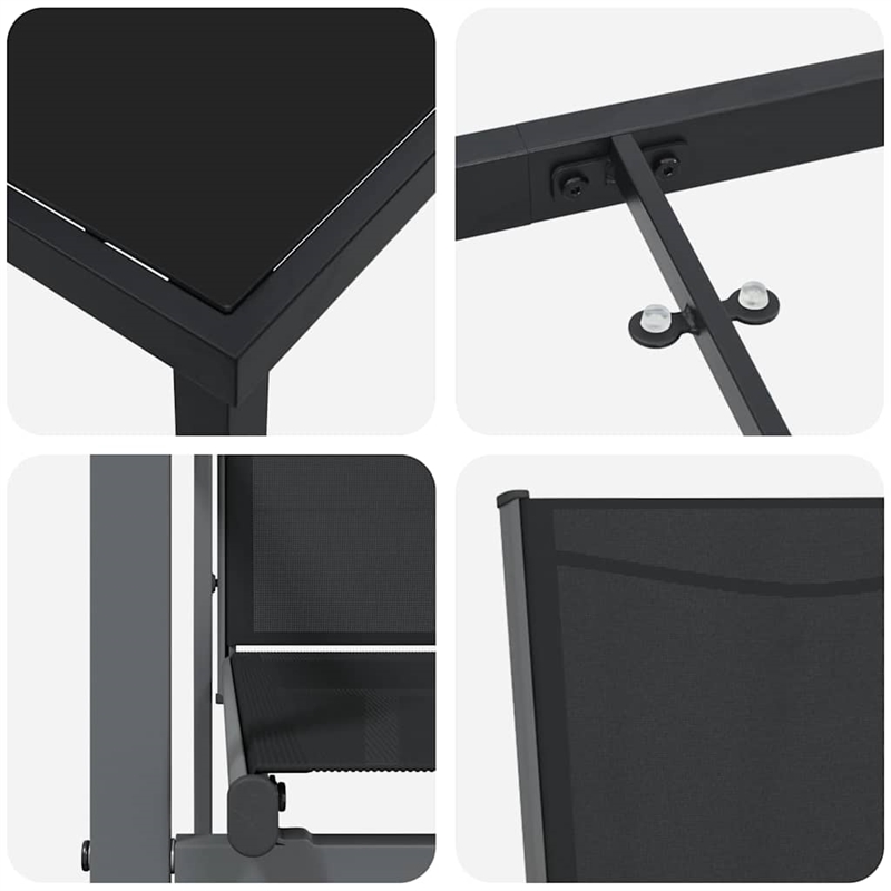 vidaXL 7 Piece Powder-Coated Steel Garden Dining Set in Black