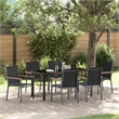 vidaXL 7 Piece Powder-Coated Steel Garden Dining Set in Black