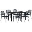 vidaXL 7 Piece Powder-Coated Steel Garden Dining Set in Anthracite