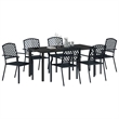 vidaXL 7 Piece Powder-Coated Steel Garden Dining Set in Anthracite