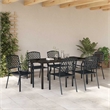 vidaXL 7 Piece Powder-Coated Steel Garden Dining Set in Anthracite