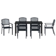 vidaXL 7 Piece Powder-Coated Steel Garden Dining Set in Anthracite
