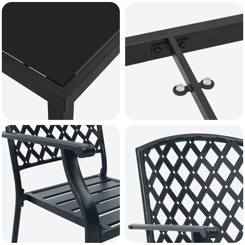 vidaXL 7 Piece Powder-Coated Steel Garden Dining Set in Anthracite