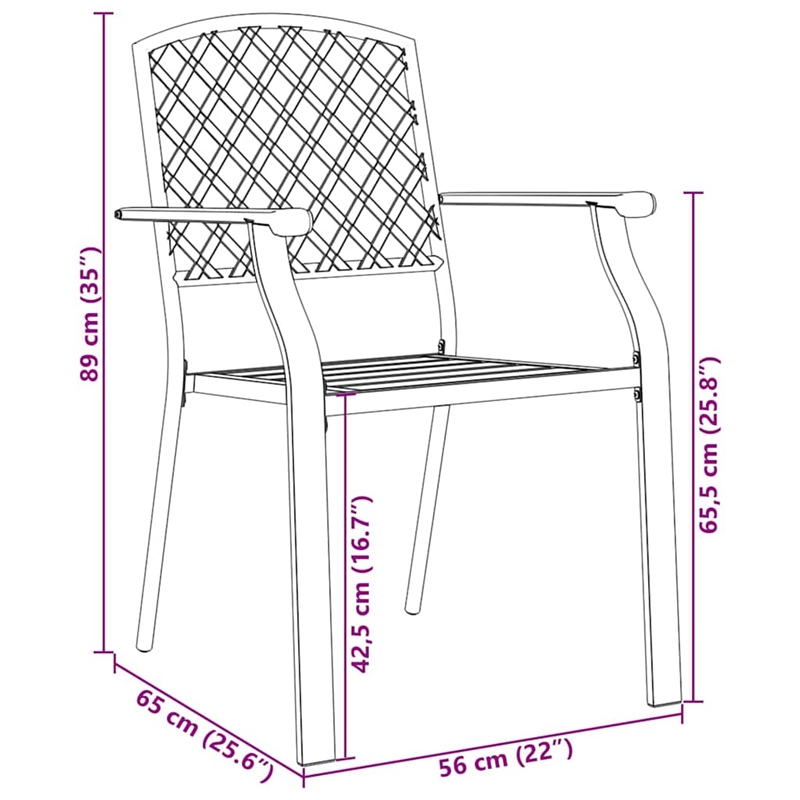 vidaXL 7 Piece Powder-Coated Steel Garden Dining Set in Anthracite