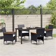 vidaXL 5 Piece Poly Rattan Garden Dining Set with Cushions in Black