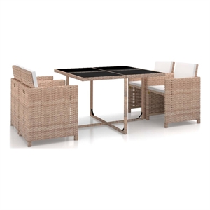 vidaXL 5 Piece Rattan Patio Dining Set in White