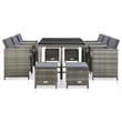 vidaXL 11 Piece Rattan Garden Dining Set with Cushions in Gray