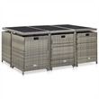 vidaXL 11 Piece Rattan Garden Dining Set with Cushions in Gray