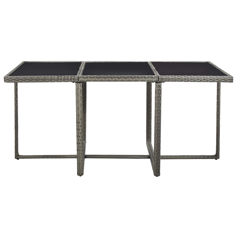 vidaXL 11 Piece Rattan Garden Dining Set with Cushions in Gray