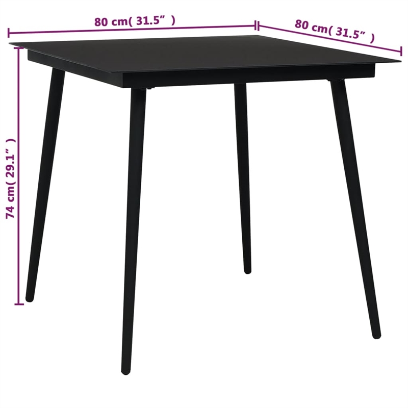 vidaXL 5 Piece Powder-Coated Steel Garden Dining Set in Black