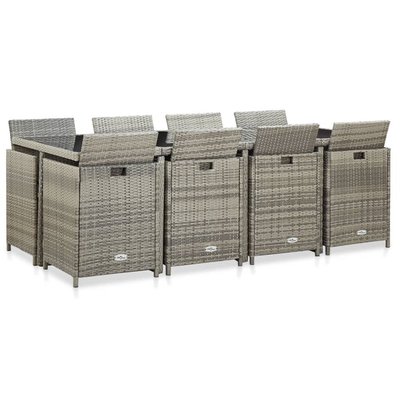 vidaXL Steel Garden Dining Set in Gray