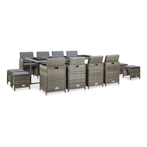 vidaXL Steel Garden Dining Set in Gray