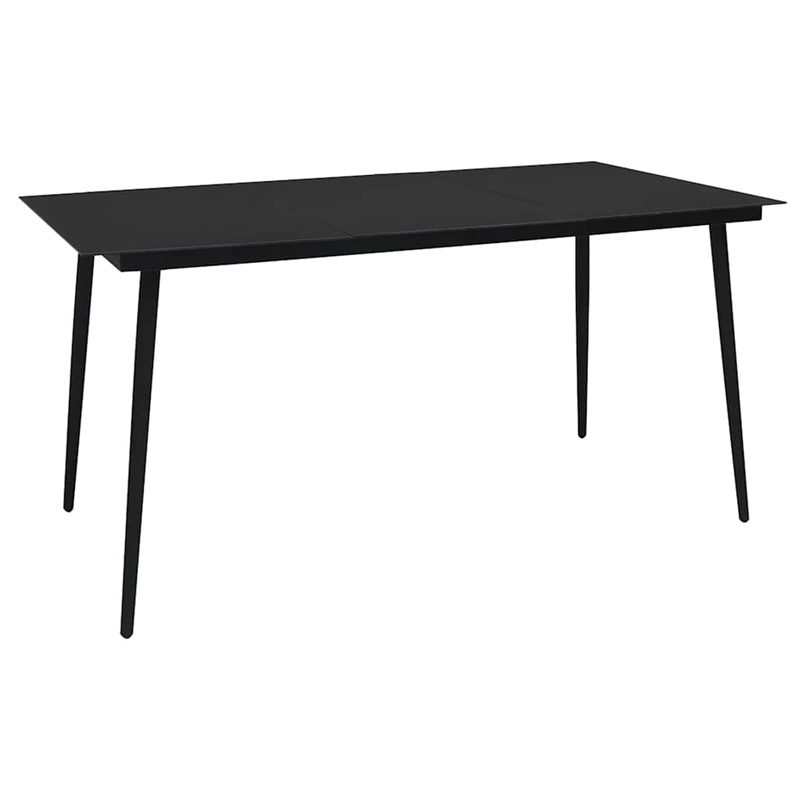 vidaXL 7 Piece Powder-Coated Steel Garden Dining Set in Black
