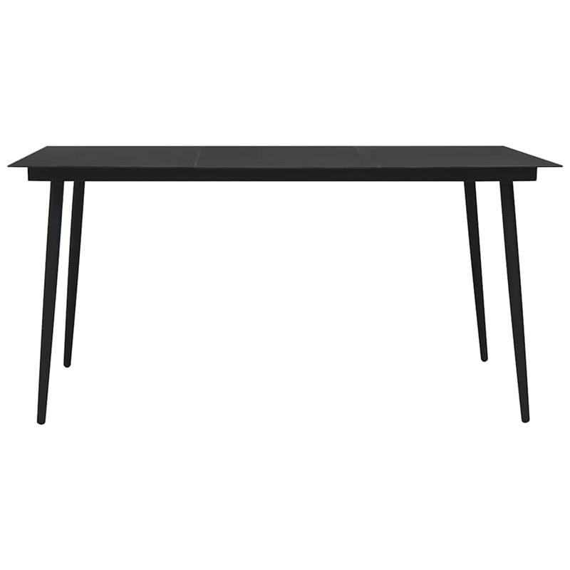 vidaXL 7 Piece Powder-Coated Steel Garden Dining Set in Black