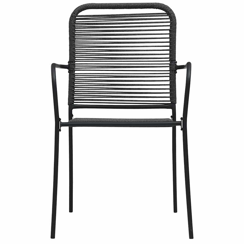 vidaXL 7 Piece Powder-Coated Steel Garden Dining Set in Black