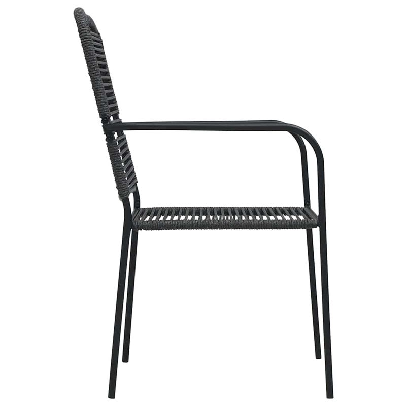 vidaXL 7 Piece Powder-Coated Steel Garden Dining Set in Black