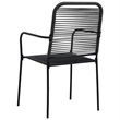 vidaXL 7 Piece Powder-Coated Steel Garden Dining Set in Black