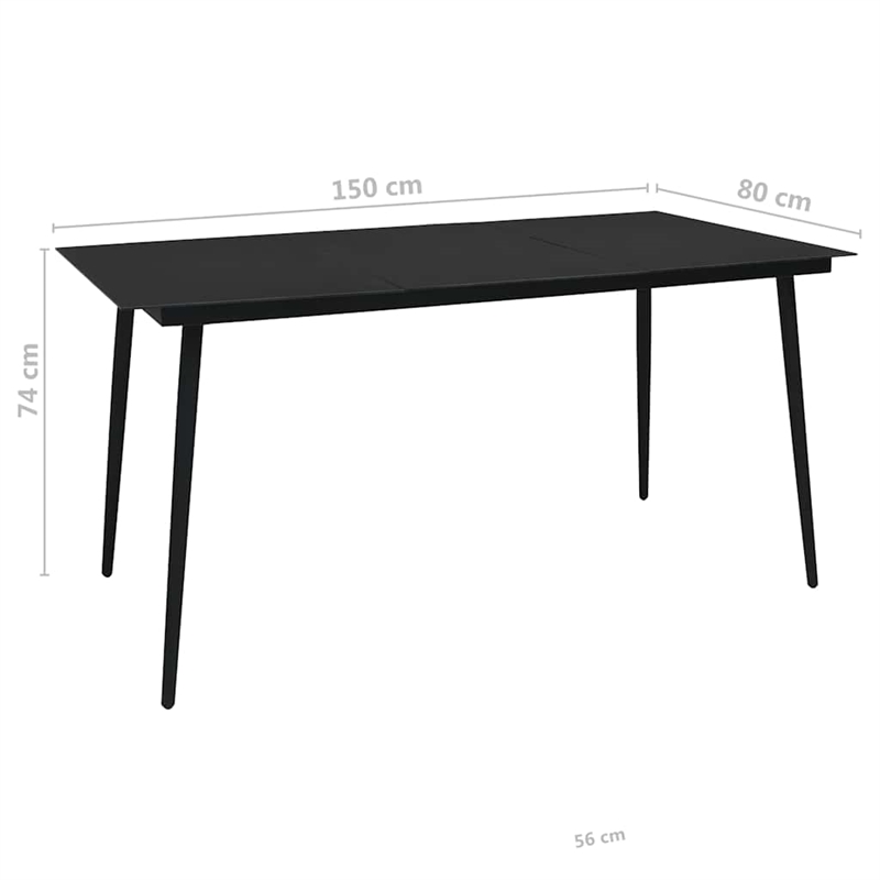 vidaXL 7 Piece Powder-Coated Steel Garden Dining Set in Black