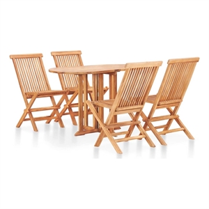 vidaXL 5 Piece Solid Teak Wood Garden Dining Set in Brown