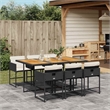 vidaXL 7 Piece Rattan Garden Dining Set in Brown/Cream white/Black