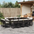 vidaXL 13 Piece Poly Rattan Garden Dining Set in Black/Cream White