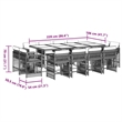 vidaXL 13 Piece Poly Rattan Garden Dining Set in Black/Cream White