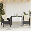 vidaXL 3 Piece Poly Rattan Garden Dining Set in Black/Cream White