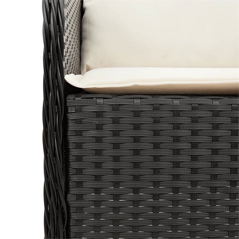 vidaXL 3 Piece Poly Rattan Garden Dining Set in Black/Cream White