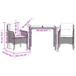 vidaXL 3 Piece Poly Rattan Garden Dining Set in Black/Cream White