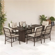 vidaXL 7 Piece Poly Rattan Garden Dining Set in Brown/Cream white