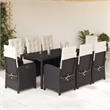vidaXL 9 Piece Rattan Garden Dining Set in Black/Cream White