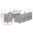 vidaXL 9 Piece Rattan Garden Dining Set in Black/Cream White