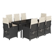 vidaXL 9 Piece Rattan Garden Dining Set in Black/Cream White