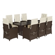 vidaXL 9 Piece Poly Rattan Garden Dining Set in Brown/Cream white