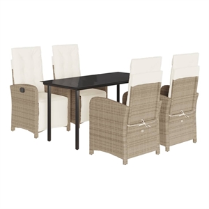 vidaXL 5 Piece Poly Rattan Garden Dining Set in Black