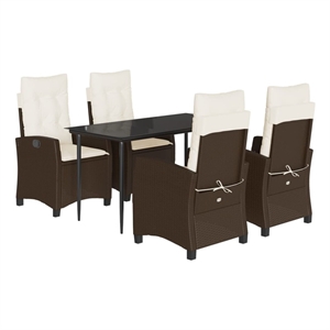 vidaXL 5 Piece Rattan Garden Dining Set in Black