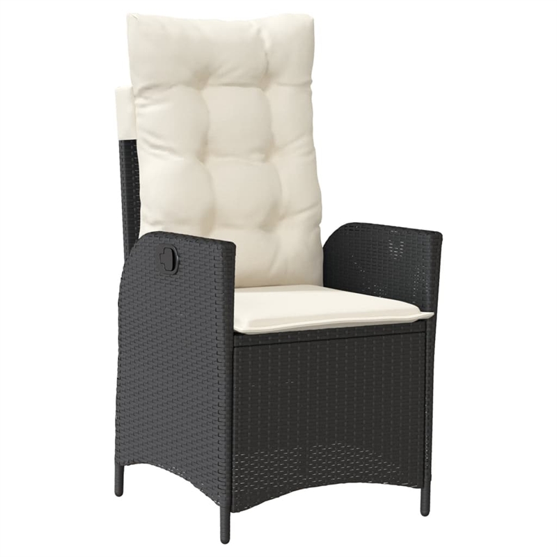 vidaXL 7 Piece Rattan Garden Dining Set in Black/Cream White