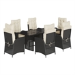 vidaXL 7 Piece Rattan Garden Dining Set in Black/Cream White