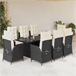 vidaXL 9 Piece Poly Rattan Garden Dining Set in Black/Cream White