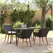 vidaXL 5 Piece Poly Rattan Garden Dining Set with Cushions in Black