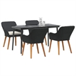 vidaXL 5 Piece Poly Rattan Garden Dining Set with Cushions in Black