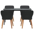 vidaXL 5 Piece Poly Rattan Garden Dining Set with Cushions in Black
