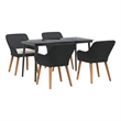 vidaXL 5 Piece Poly Rattan Garden Dining Set with Cushions in Black