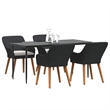vidaXL 5 Piece Poly Rattan Garden Dining Set with Cushions in Black