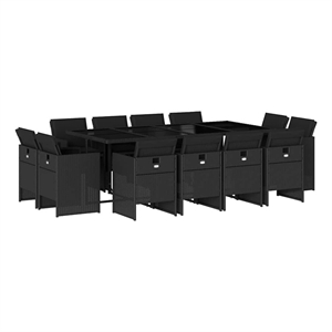 vidaXL 12 Piece Poly Rattan Patio Dining Set in Black