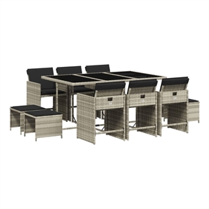 vidaXL 11 Piece Poly Rattan Patio Dining Set in Anthracite
